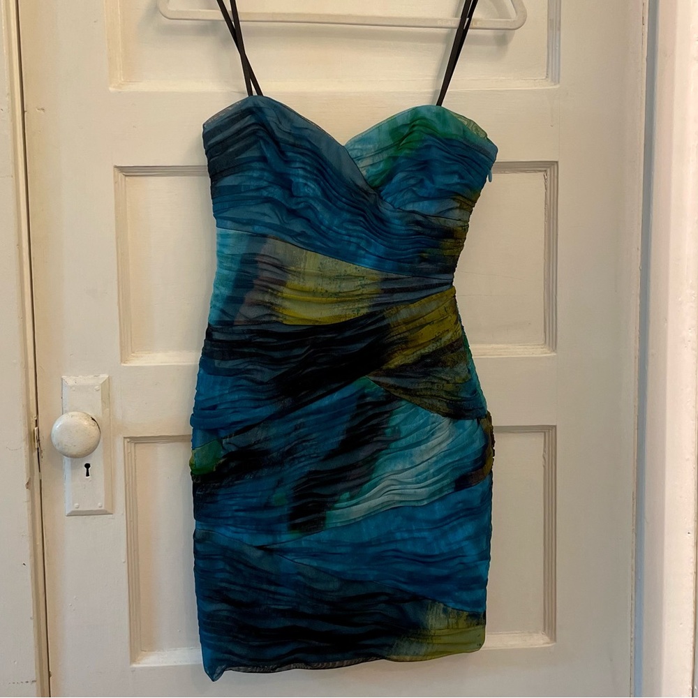 NWT BCBGMAXAZRIA aquamarine strapless minidress
